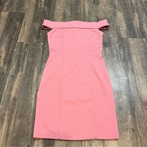 Forever21 Off Shoulders Bodycon Short Dash Of Pink Dress Back Zip Size S
